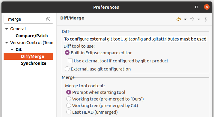 Diff/Merge Preferences