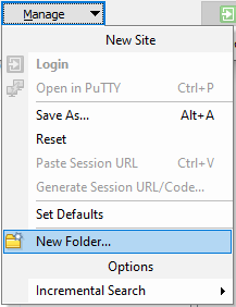 WinSCP: New Folder
